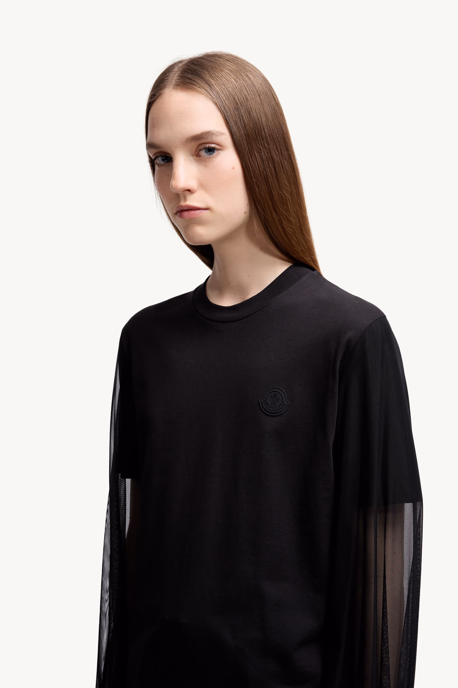 Tulle Long Sleeve Top Women Black Moncler 4
